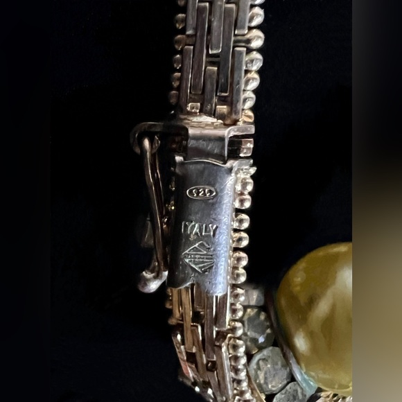 Vtg 925 Sterling Riccio Diamond Cut Woven V-Shaped Design Necklace - Picture 6 of 7